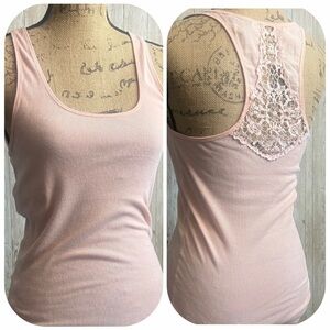🐺 American Eagle Pink Lace Back Tank Top